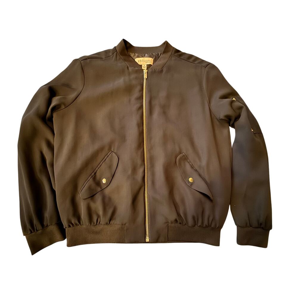 Philosophy Republic Bomber Jacket Womens Small Black Full Zip Outdoor Gorpcore